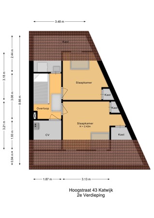 Floorplan - Hoogstraat 43, 2225 BD Katwijk